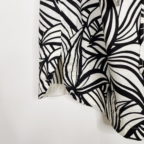 Theory Everyday VNeck Shift Dress Zebra Graphic Print Cotton Black White P - Picture 10 of 15